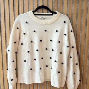 Madewell Cream Pom-Pom Crewneck Sweater - Women